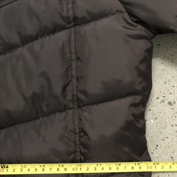 Michael Kors Womens LG Down & Feathers Puffer Coat Mid Length Brown Faux Fur Tri - Picture 8 of 13